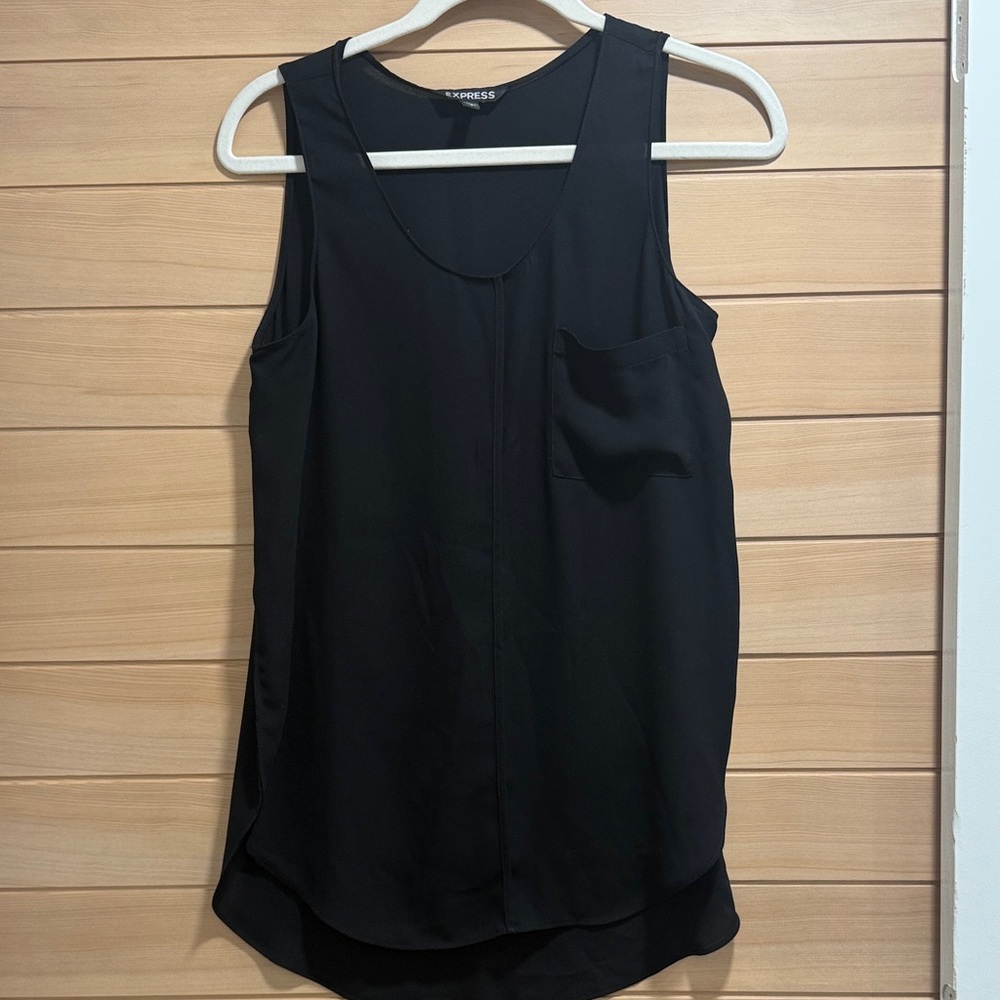 Express Black Sheer Tank Top with Pocket